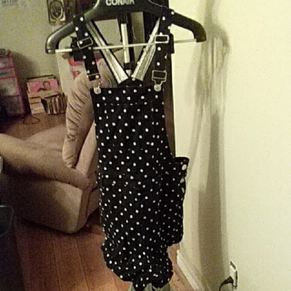 Forever 21 Black & White Polka Dot Overalls 12
